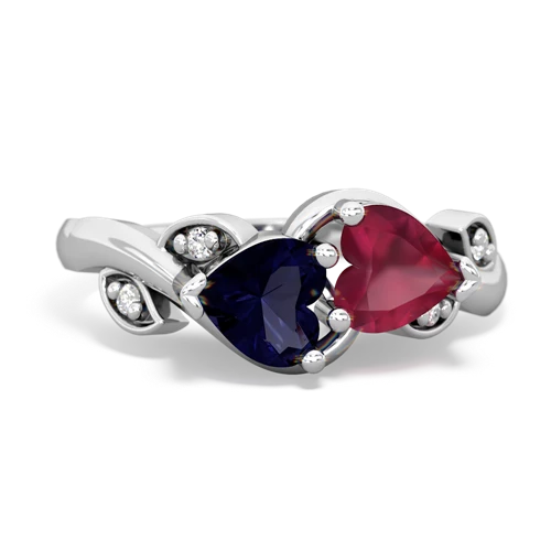 sapphire-ruby floral keepsake ring