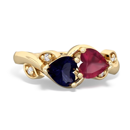 sapphire-ruby floral keepsake ring