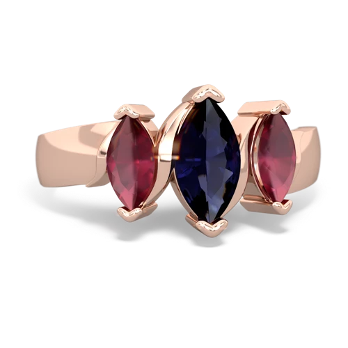 Sapphire Genuine Sapphire with Genuine Ruby and Genuine Pink Tourmaline Three Peeks ring Ring