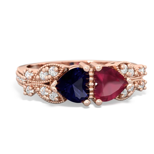 Sapphire Genuine Sapphire with Genuine Ruby Diamond Butterflies ring Ring