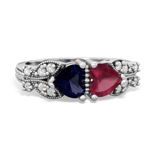 sapphire-ruby keepsake butterfly ring