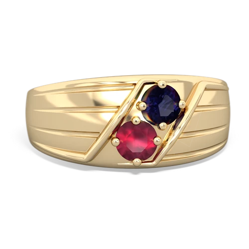 Sapphire Genuine Sapphire with Genuine Ruby Art Deco Men's ring Ring
