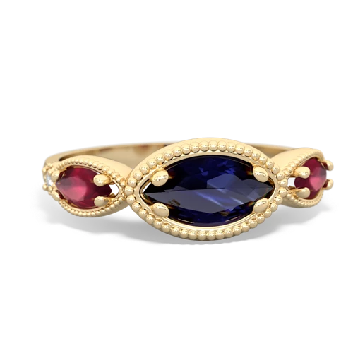 sapphire-ruby milgrain marquise ring