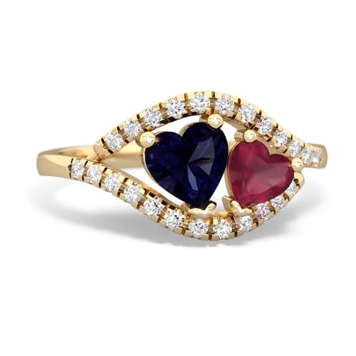 Sapphire Genuine Sapphire with Genuine Ruby Mother and Child ring Ring