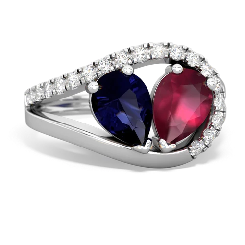 Sapphire Genuine Sapphire with Genuine Ruby Nestled Heart Keepsake ring Ring