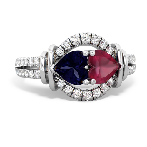 Sapphire Genuine Sapphire with Genuine Ruby Art-Deco Keepsake ring Ring