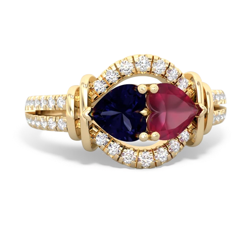 sapphire-ruby pave keepsake ring