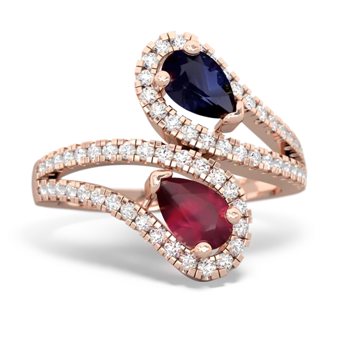 Sapphire Genuine Sapphire with Genuine Ruby Diamond Dazzler ring Ring