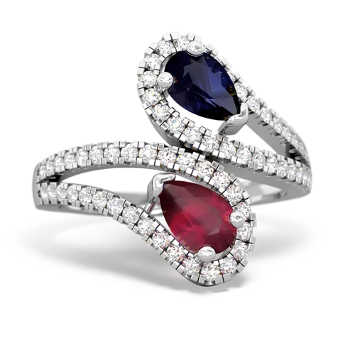 sapphire-ruby pave swirls ring