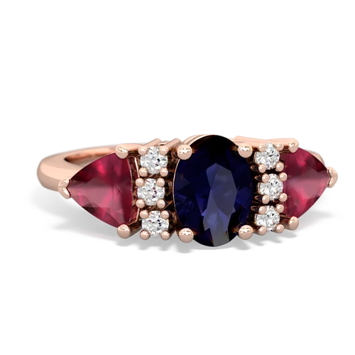 Sapphire Genuine Sapphire with Genuine Ruby and  Antique Style Three Stone ring Ring