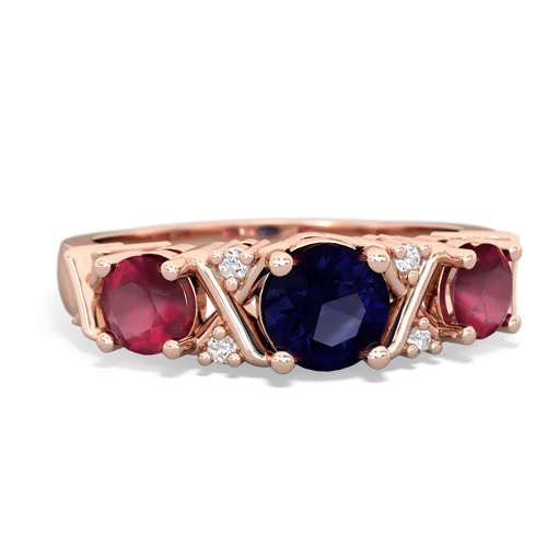Sapphire Genuine Sapphire with Genuine Ruby and Lab Created Alexandrite Hugs and Kisses ring Ring