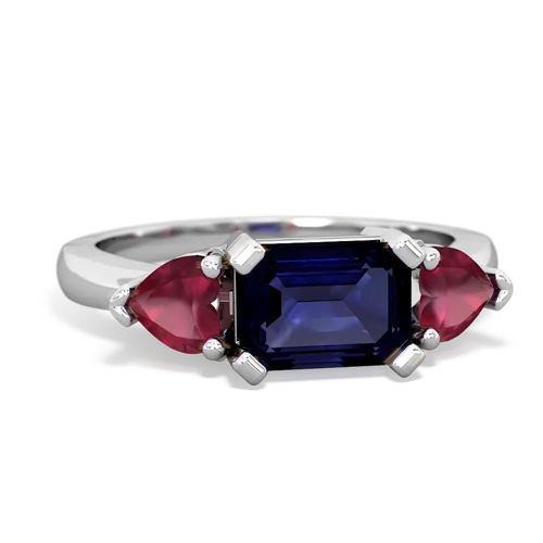 Sapphire Genuine Sapphire with Genuine Ruby and  Three Stone ring Ring