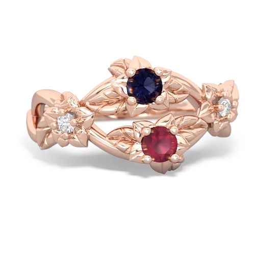 Sapphire Genuine Sapphire with Genuine Ruby Sparkling Bouquet ring Ring