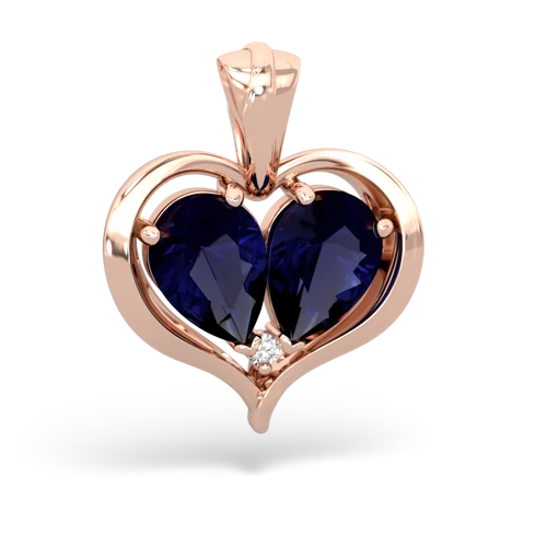 sapphire-sapphire half heart whole pendant
