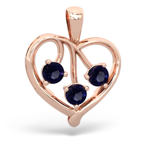 smoky quartz-lab sapphire love heart pendant