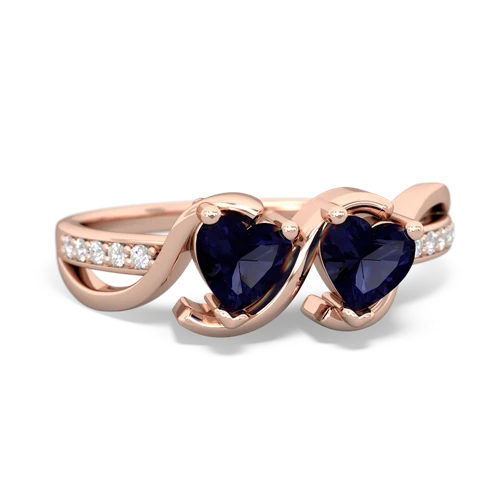 sapphire-sapphire double heart ring