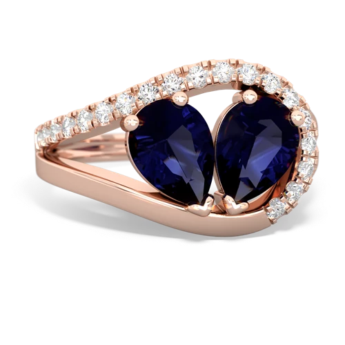 sapphire-sapphire pave heart ring