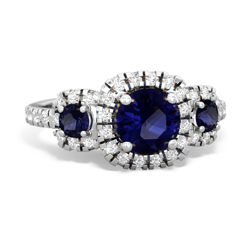 fire opal-aquamarine three stone regal ring