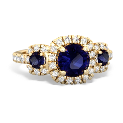 sapphire-peridot three stone regal ring