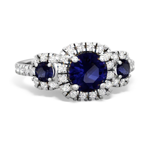 lab sapphire-blue topaz three stone regal ring