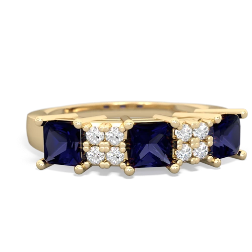 Genuine Sapphire with Genuine Sapphire and Genuine Tanzanite Three Stone ring