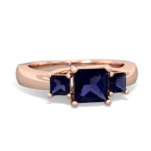Genuine Sapphire with Genuine Sapphire and Genuine Tanzanite Three Stone Trellis ring
