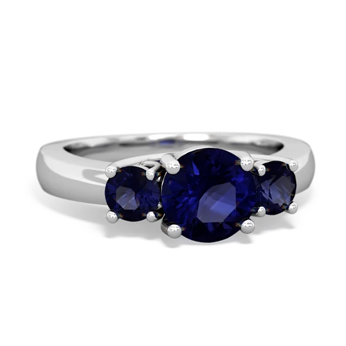 Genuine Sapphire with Genuine Sapphire and Genuine Tanzanite Three Stone Trellis ring