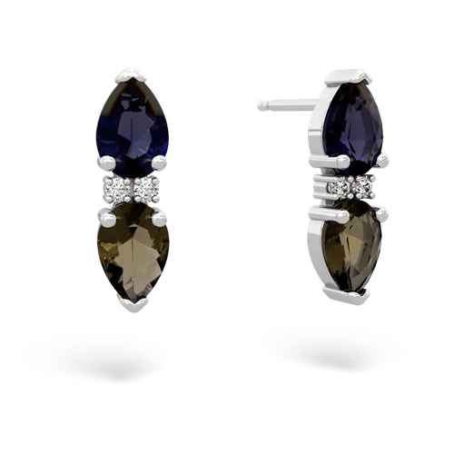 sapphire-smoky quartz bowtie earrings