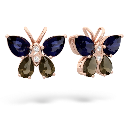 sapphire-smoky quartz butterfly earrings