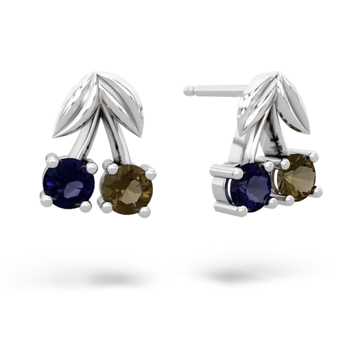 sapphire-smoky quartz cherries earrings