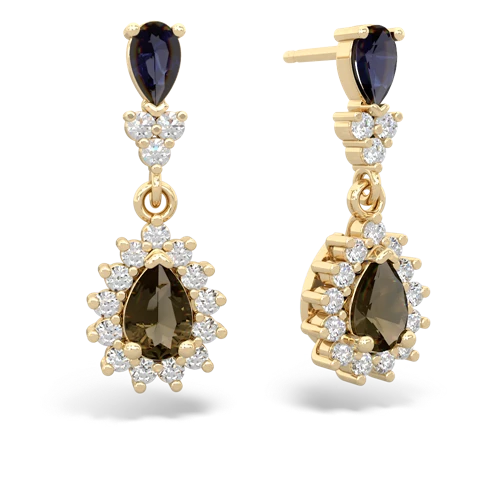 sapphire-smoky quartz dangle earrings