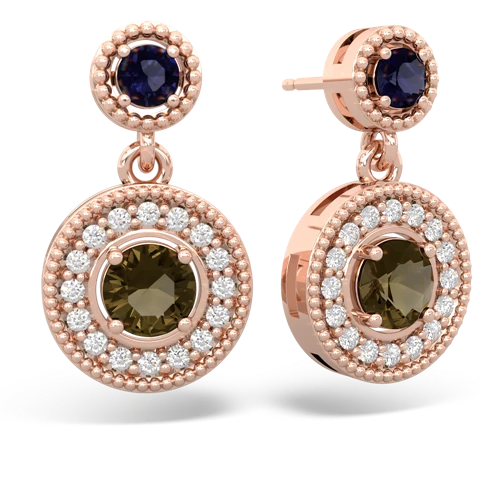 Sapphire Genuine Sapphire with Genuine Smoky Quartz Halo Dangle earrings Earrings