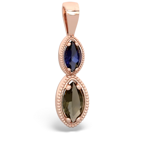 Sapphire Genuine Sapphire with Genuine Smoky Quartz Antique-style Halo pendant Pendant