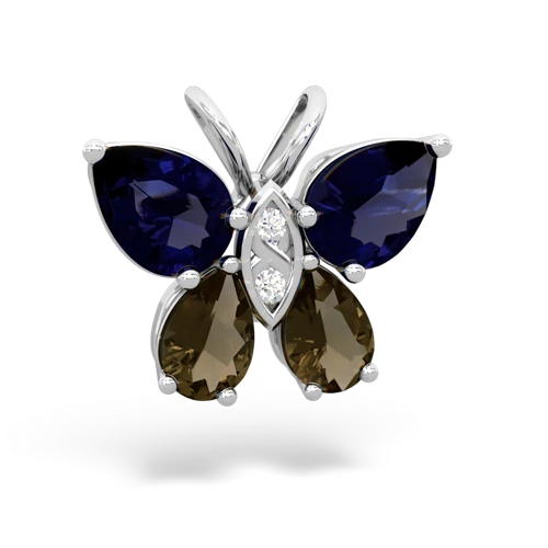 sapphire-smoky quartz butterfly pendant