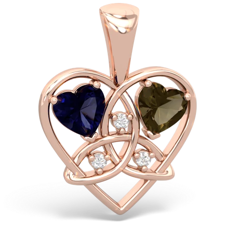 Sapphire Genuine Sapphire with Genuine Smoky Quartz Celtic Trinity Heart pendant Pendant