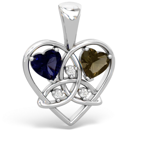sapphire-smoky quartz celtic heart pendant