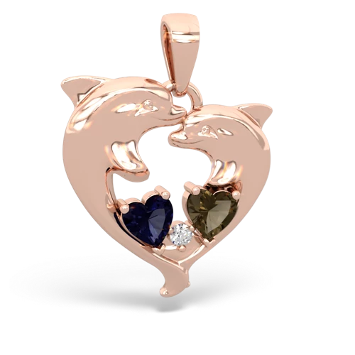 sapphire-smoky quartz dolphins pendant