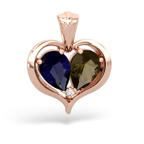 sapphire-smoky quartz half heart whole pendant