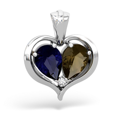 sapphire-smoky quartz half heart whole pendant