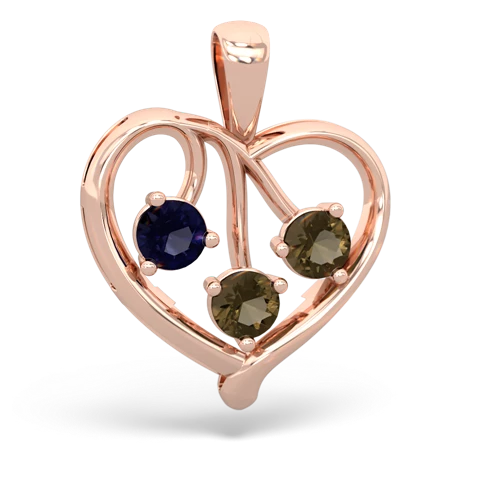 sapphire-smoky quartz love heart pendant