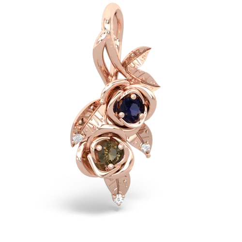 Sapphire Genuine Sapphire with Genuine Smoky Quartz Rose Vine pendant Pendant