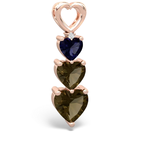 sapphire-smoky quartz three stone pendant