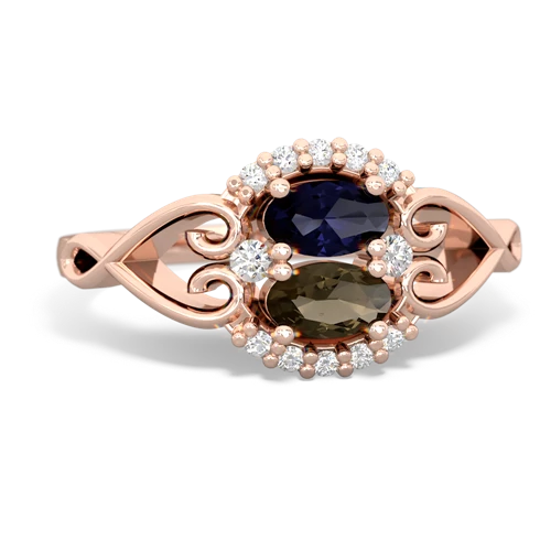 sapphire-smoky quartz antique keepsake ring