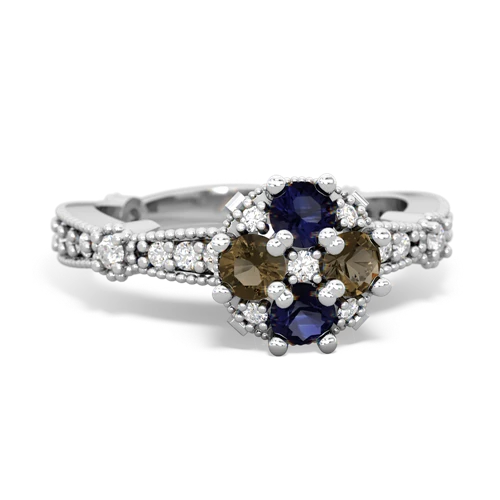 sapphire-smoky quartz art deco engagement ring