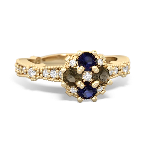 sapphire-smoky quartz art deco engagement ring