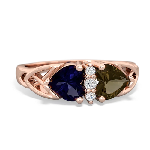 Sapphire Genuine Sapphire with Genuine Smoky Quartz Celtic Trinity Knot ring Ring