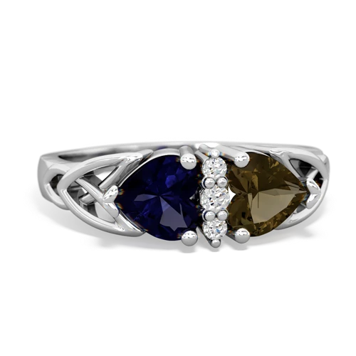 sapphire-smoky quartz celtic ring