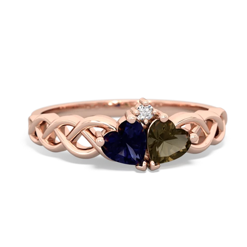 sapphire-smoky quartz celtic braid ring