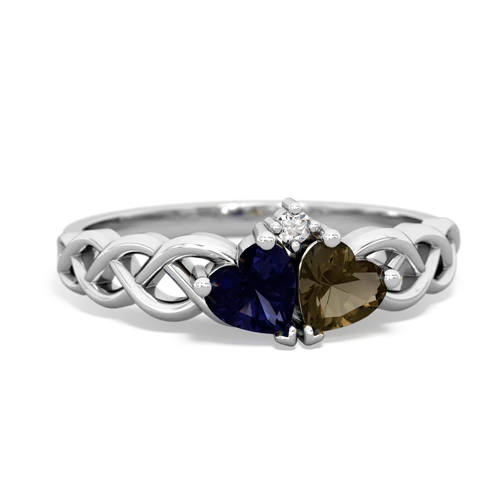 sapphire-smoky quartz celtic braid ring