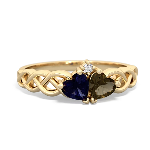 sapphire-smoky quartz celtic braid ring